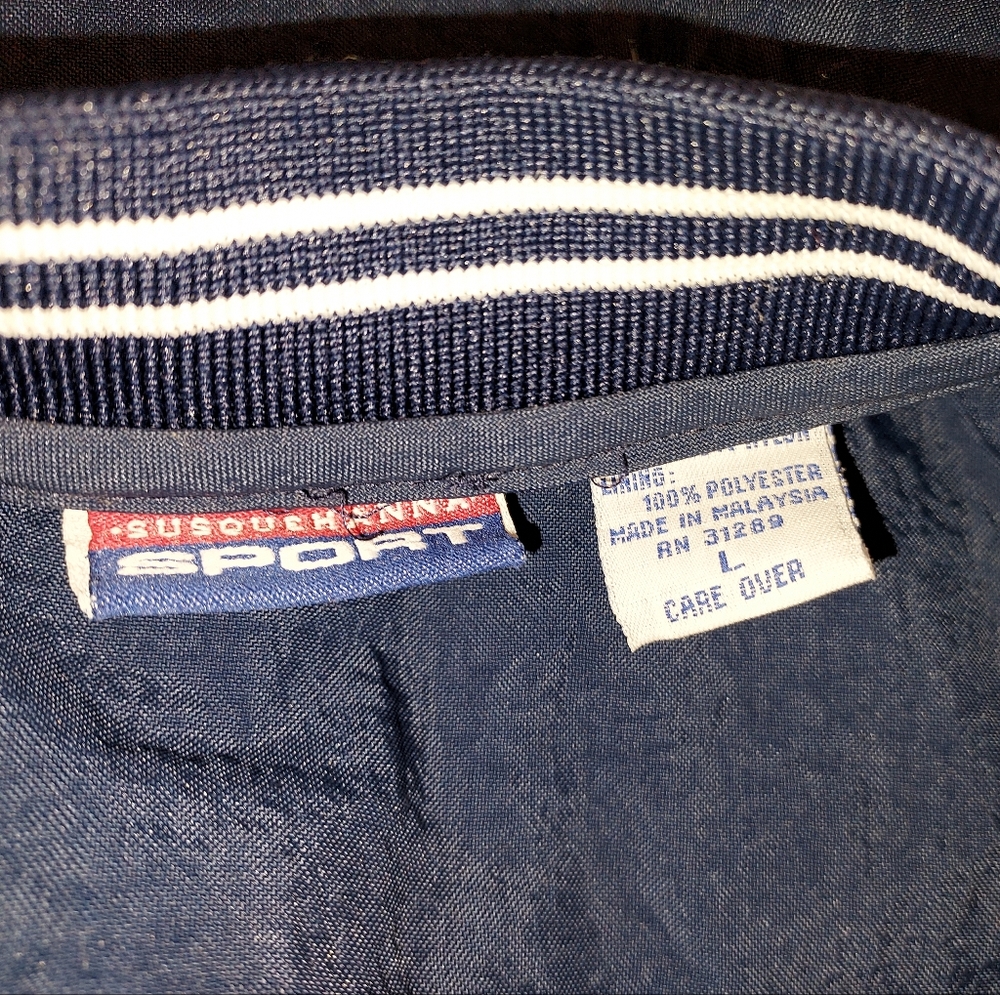 Navy Blue Nylon Pullover Jacket Large - image 2
